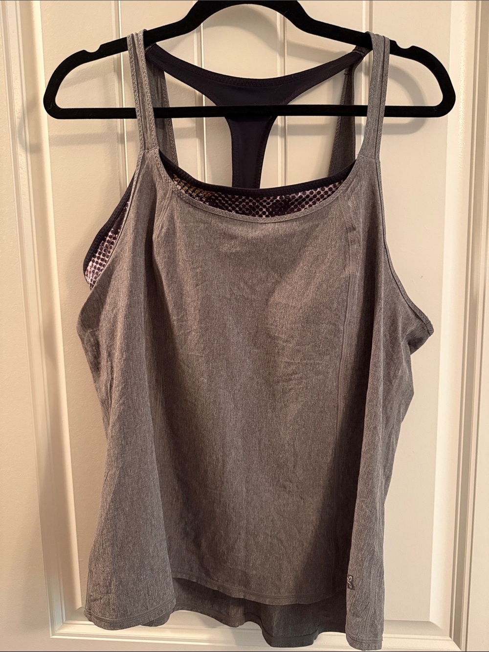 Prana Gray Layered Racerback Tank with Built-In Bra - Heathered Slate - EUC